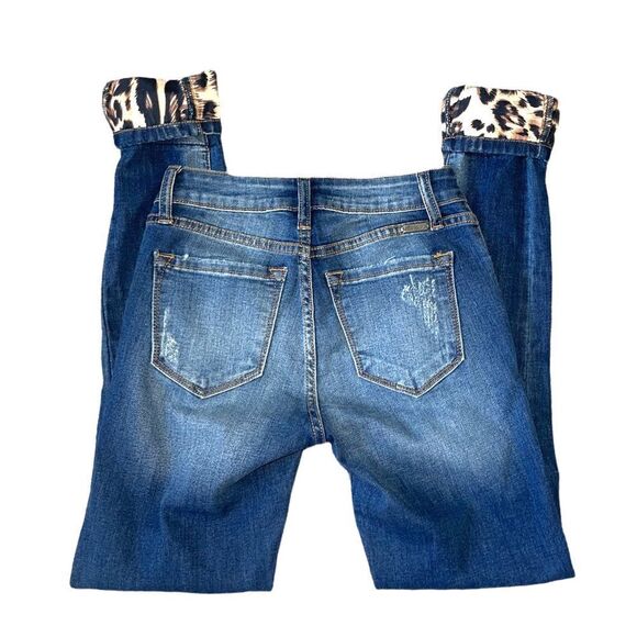 Kancan Womens Vienna Mid Rise Leopard Patch Super Skinny Jeans - Picture 5 of 15